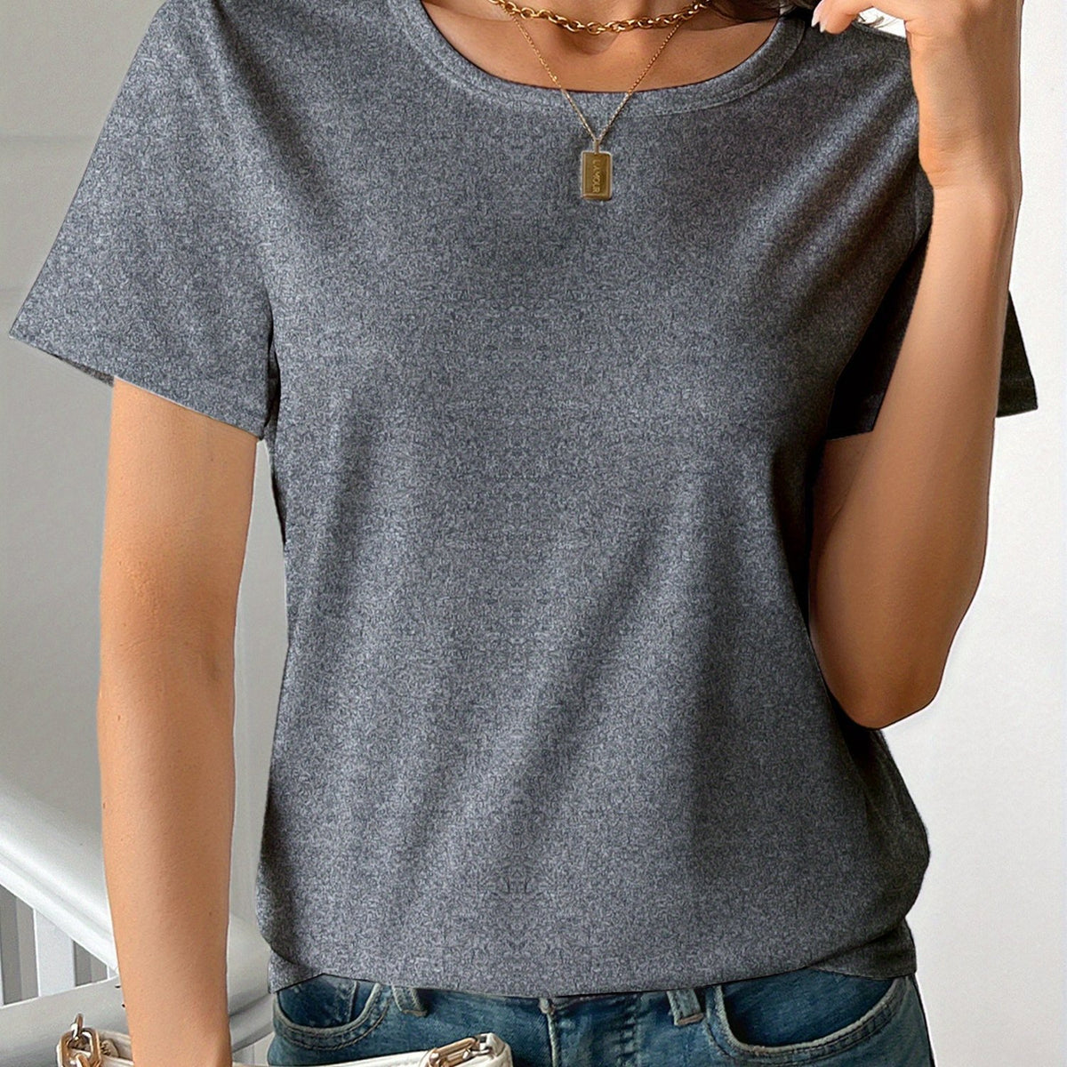 Casual Women's Round Neck Short Sleeve Sports Pure Cotton T-shirt - image 9