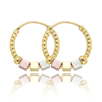 Gold Hollow Rosette Hoop Earrings - image 4