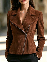 Faux Suede Fleece Short Lapel Jacket - image 4