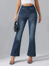 Jeans acampanados elásticos con cintura alta elástica - image 1
