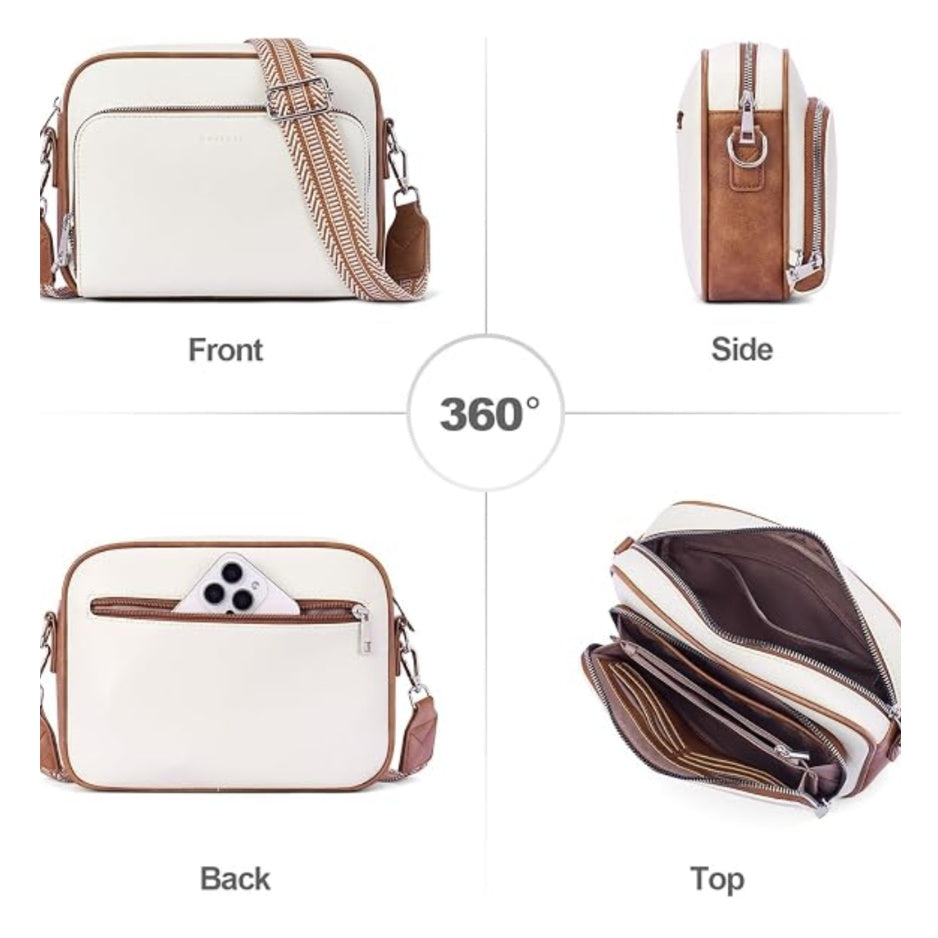 Crossbody Purses For Women Vegan Leather Travel Anti Theft Bags Guitar Strap Shoulder Purse With Built - image 5