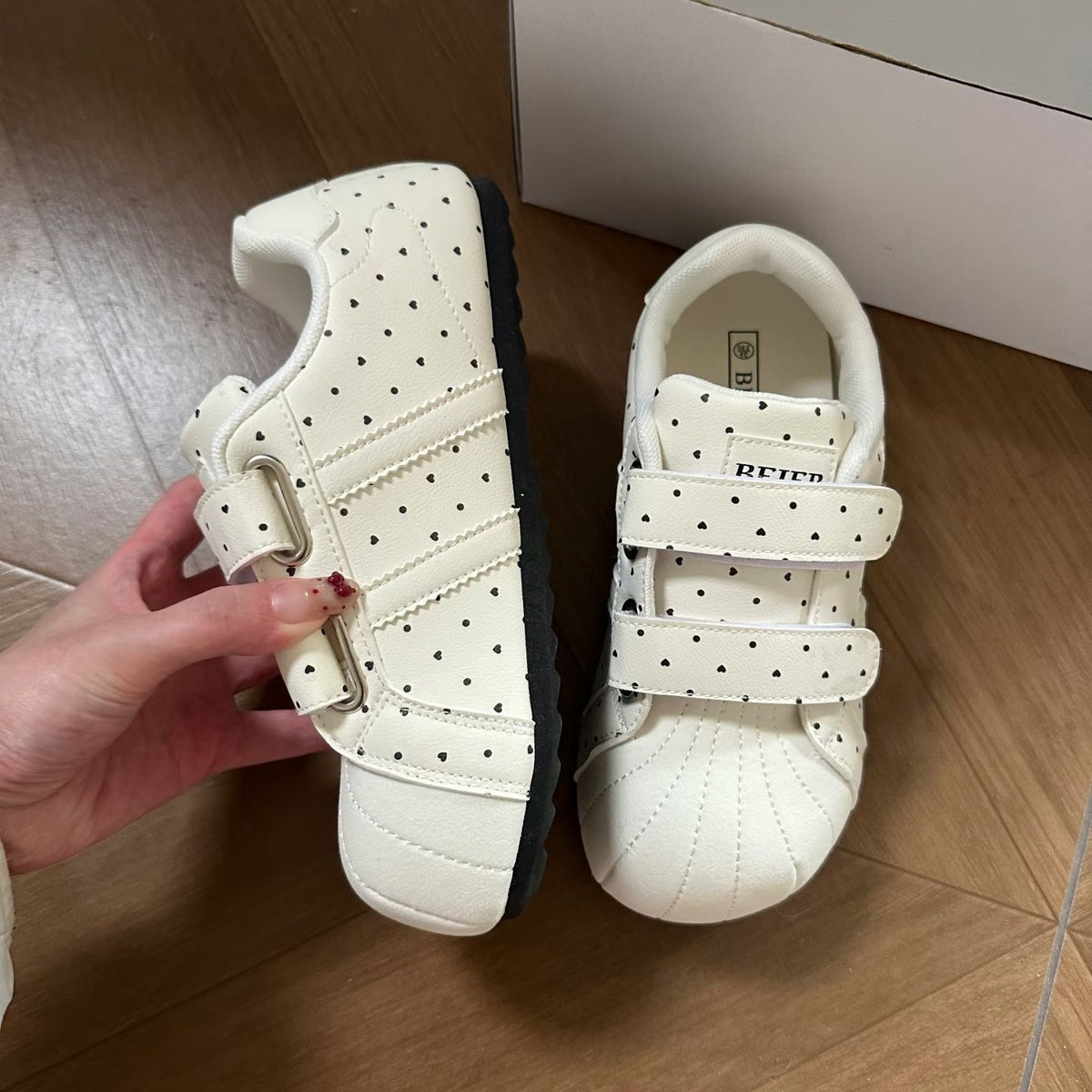 Heart Dot Hook-and-Loop Sneakers - image 4
