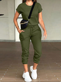 Women's Casual Round Neck Top & Pocket Pants Set - image 9