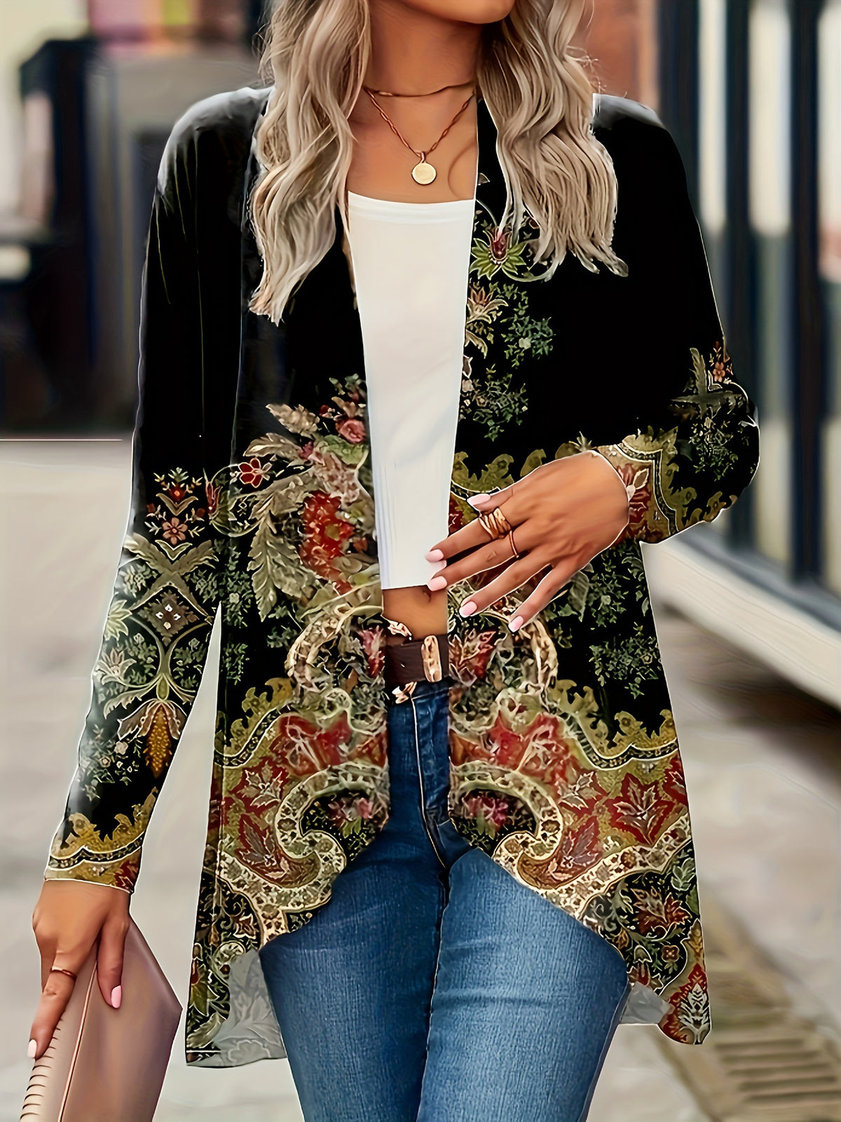 Women's Floral Print Cloak Windbreaker