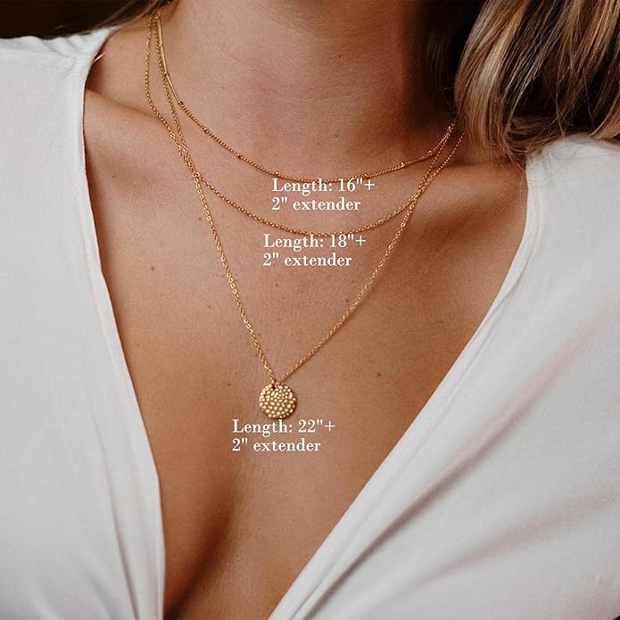 14K Hammered Coin Layered Necklace Set - image 3