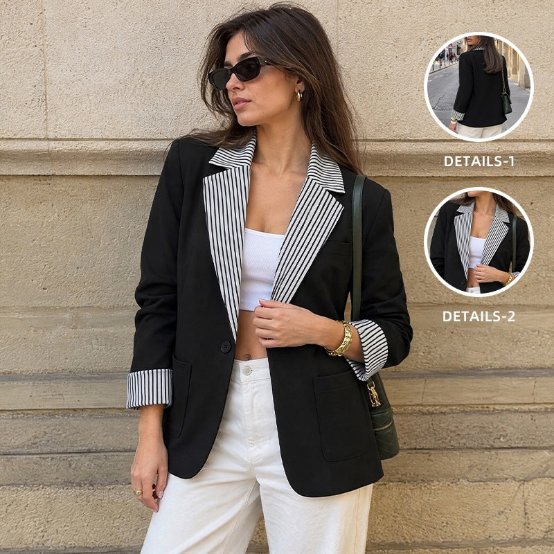 Plaid Color Block Loose Fit Blazer - image 2