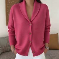 Women's Loose Knit Notch Lapel Long Sleeve Cardigan - image 5