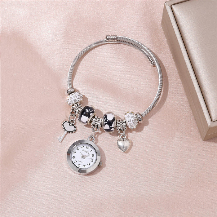 Heart Charm Bangle Watch