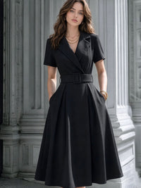French Style V-Neck Tailored Dress - image 6