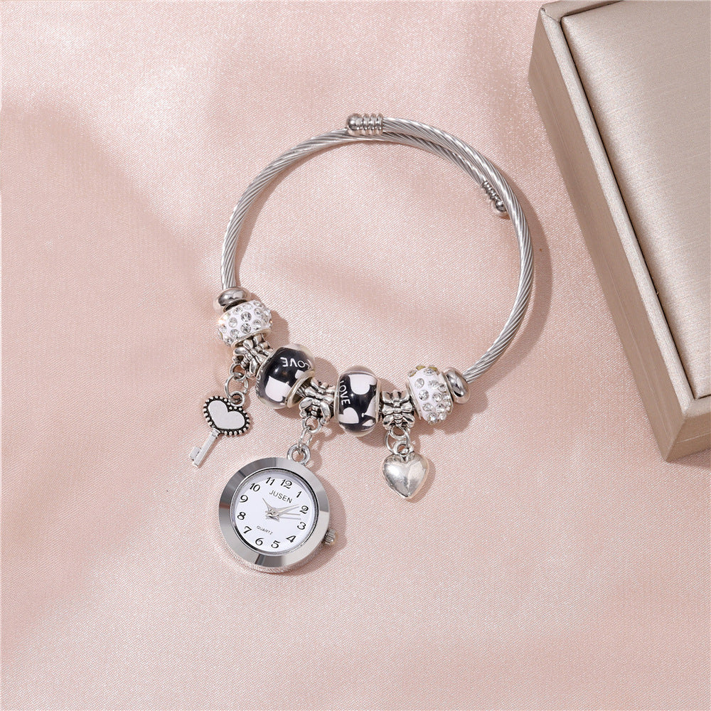 Heart Charm Bangle Watch