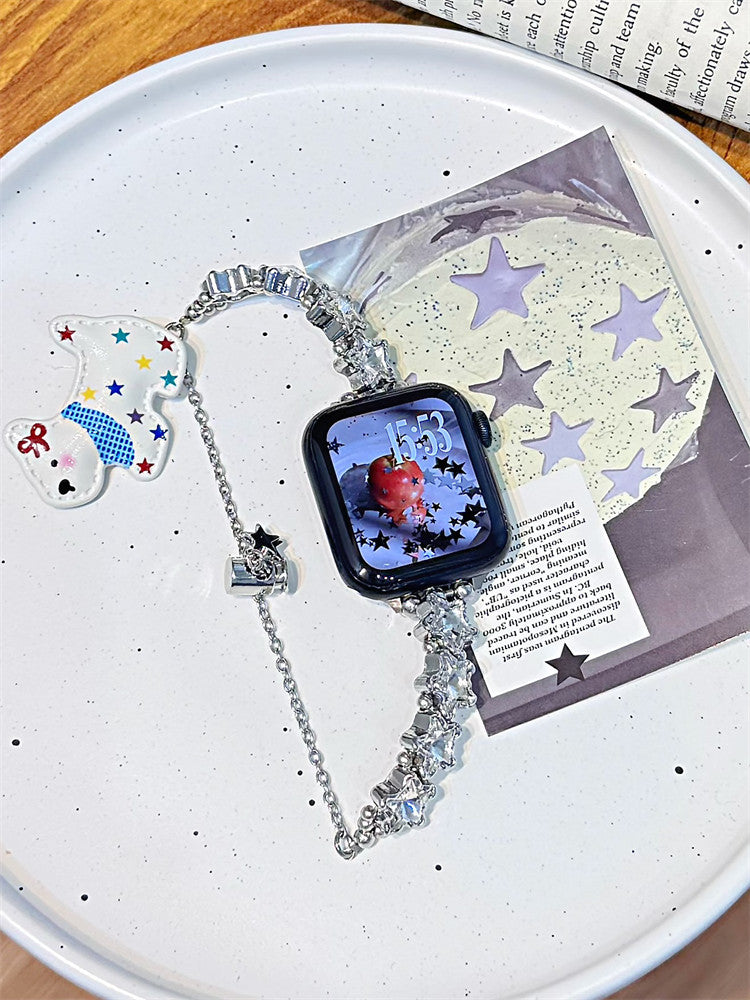 Colorful Rhinestone Star Chain Watch Band