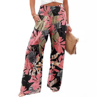 Pantalón de pierna ancha de tiro alto con estampado floral - image 2