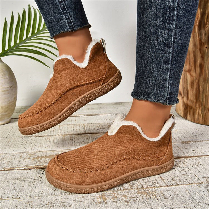 Women's V-Cut Plush Lined Suede Ankle Snow Boots - image 6