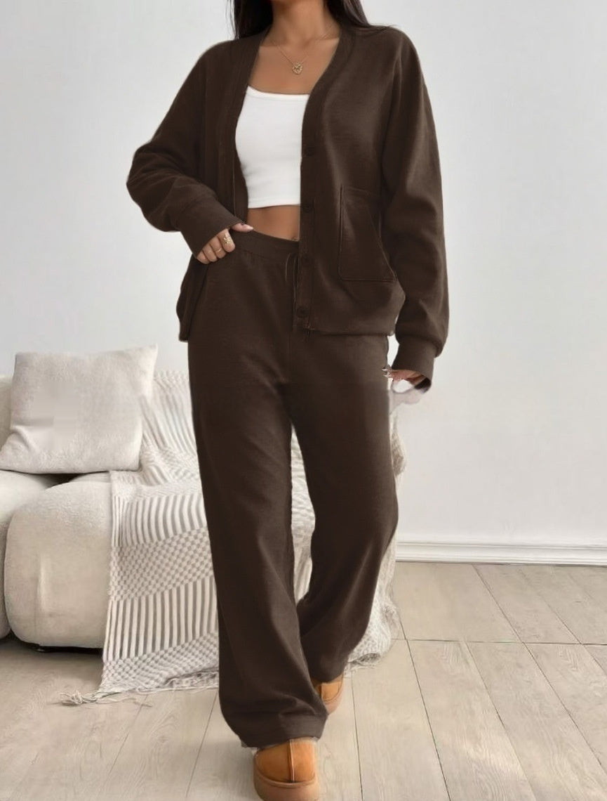 Autumn And Winter Women's Cardigan Jacket Wide Leg Pants Casual Suit - image 7