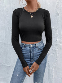 Women's Round Neck Pullover Casual Long Sleeve T-shirt Top - image 6