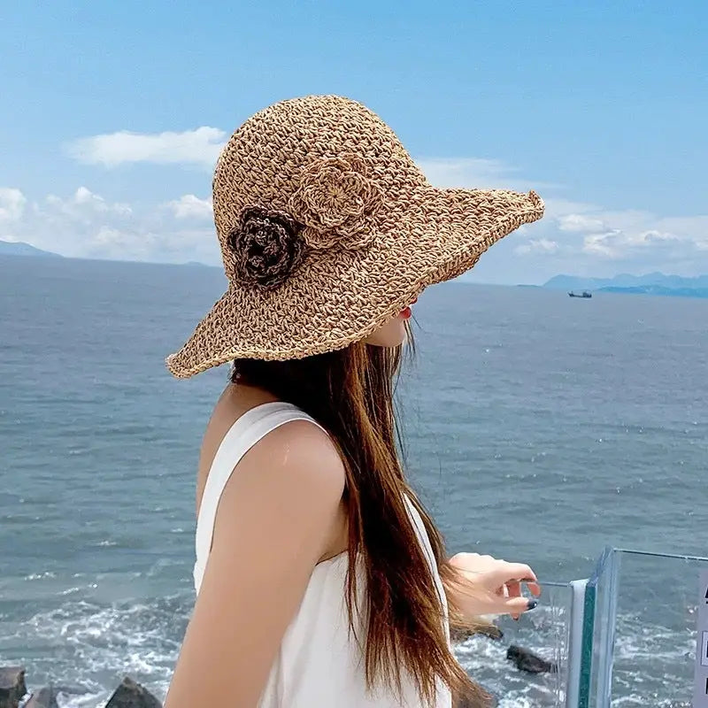 Sombrero de paja para el sol con ribete de encaje - image 2