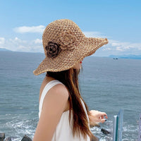 Lace Trim Straw Sun Hat - image 2