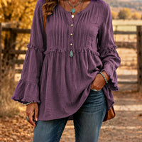 Lace-trimmed Loose-fit Shirt With Tassel Patchwork Top - image 7