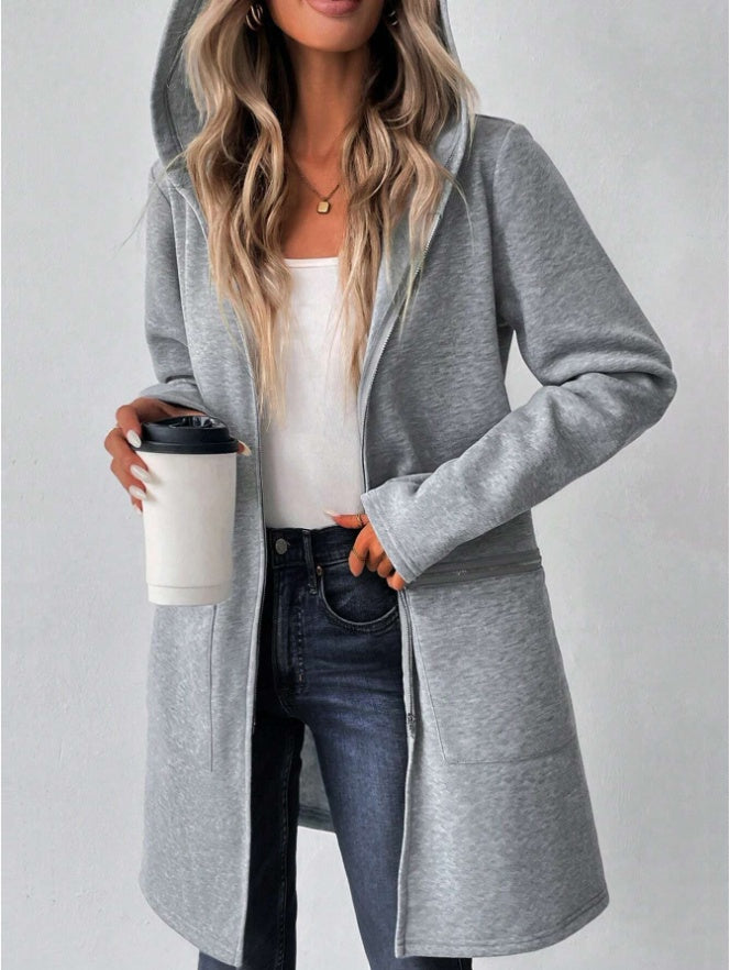 Women's Autumn Long Sleeve Hoodie Jacket, Drop Shoulder - image 3