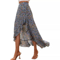 Printed Ruffled Side Slit Skirt - image 4