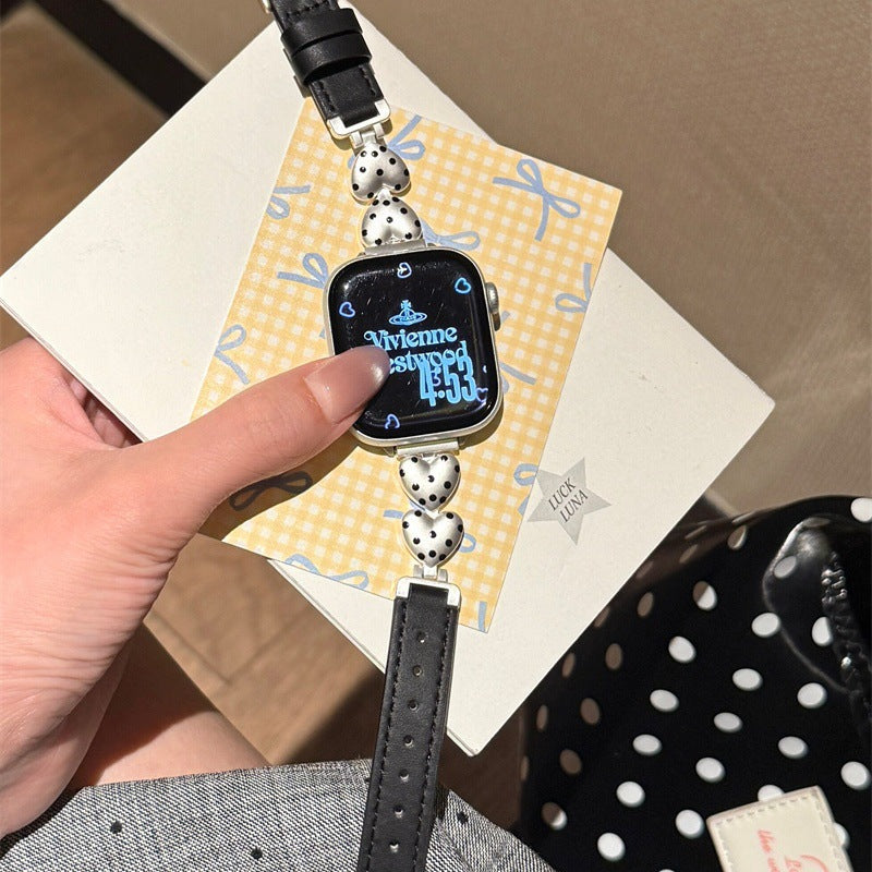 Heart Polka Dot Leather Watch Band - image 11