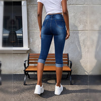 Jeans capri de tiro alto con dobladillo enrollado - image 5