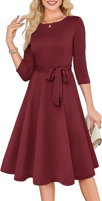 Elegant Round Neck Knit Dress - image 8