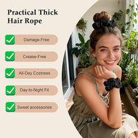 8PCS Black Satin Scrunchies For Women  Soft Silk Hair Ties No Crease Elastic Bands For Thick & Thin Hair - image 4