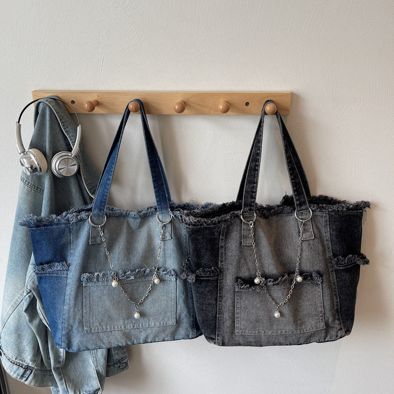 Ombre Denim Shoulder Bag - image 2