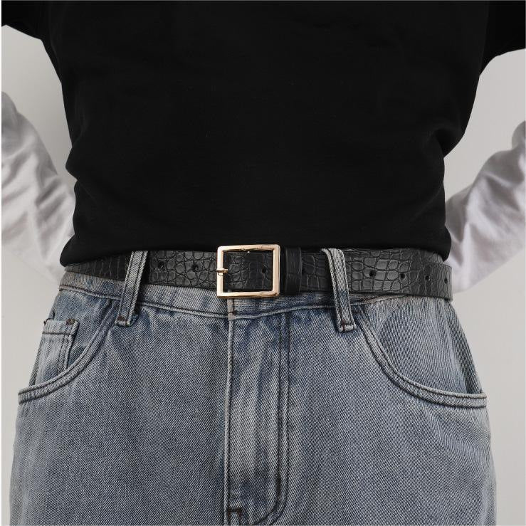 Matte Silver Buckle Faux Leather Belt - image 6