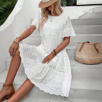 Women's Embroidered Eyelet A-Line Midi Dress - image 2