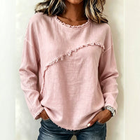 Women's Lace Patchwork Long Sleeve Round Neck Loose T-Shirt - image 3