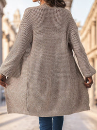 Solid Drop Shoulder Cardigan,Long Sleeve Tops - image 6