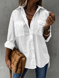 Simple Casual Long Sleeve Shirt With Pocket - image 1