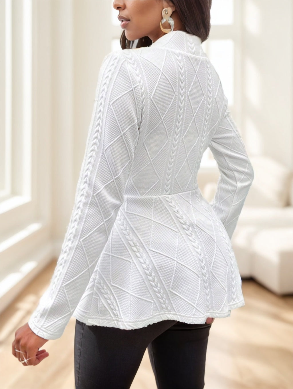 Solid Color Textured Single Button Jacket - image 3