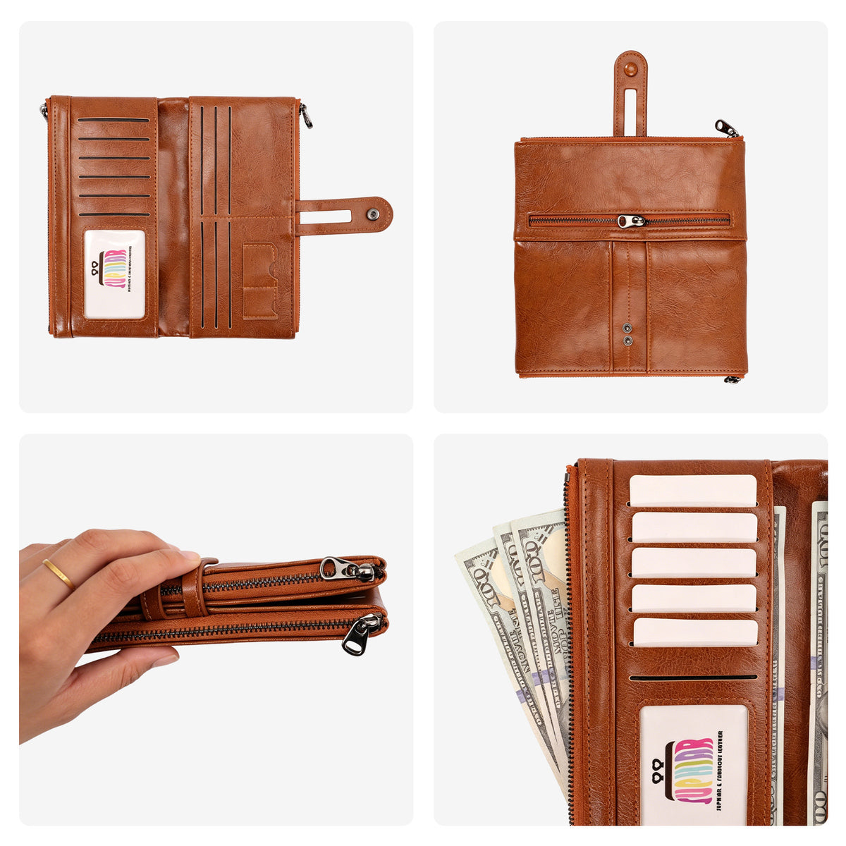 RFID Blocking Retro Zip Long Wallet - image 2