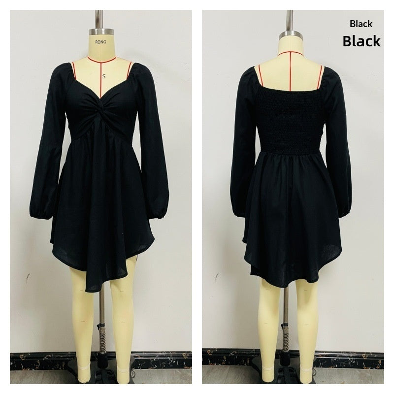 Women's V-Neck Twist Front Long Sleeve Dress - image 7