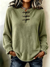 Women's Loose Knit Shirt with Stand Collar - image 9