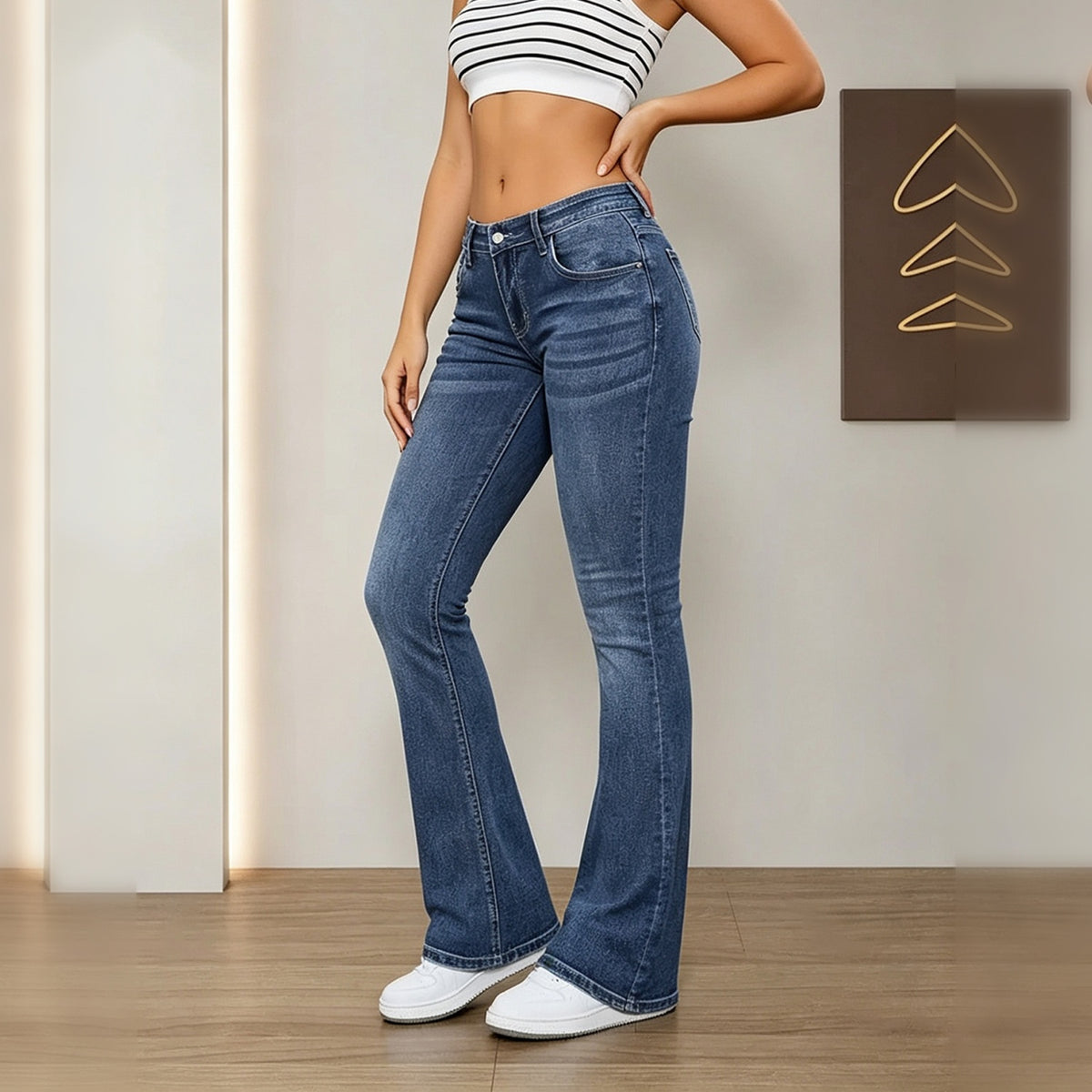 Dark Wash Low-Rise Flare Jeans - image 2