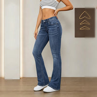 Dark Wash Low-Rise Flare Jeans - image 2