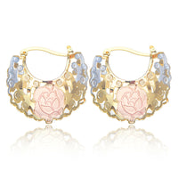 Gold Hollow Rosette Hoop Earrings - image 5