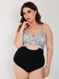 Women's Plus Size Dalmatian Print Twist Cutout One-Piece Swimsuit - image 4