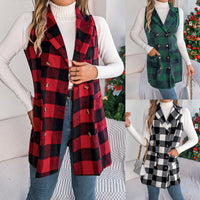Contrast Check Double-Breasted Vest - image 1
