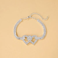 Double Heart Anklet Bracelet Love Barefoot Chain Bling Crystal Ankle Bracelet US - image 9