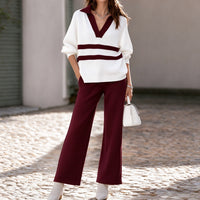 Women's Color Block Striped Top and Pants Set - image 3