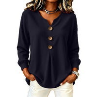 Loose V-Neck Button-Down Casual Top - image 5