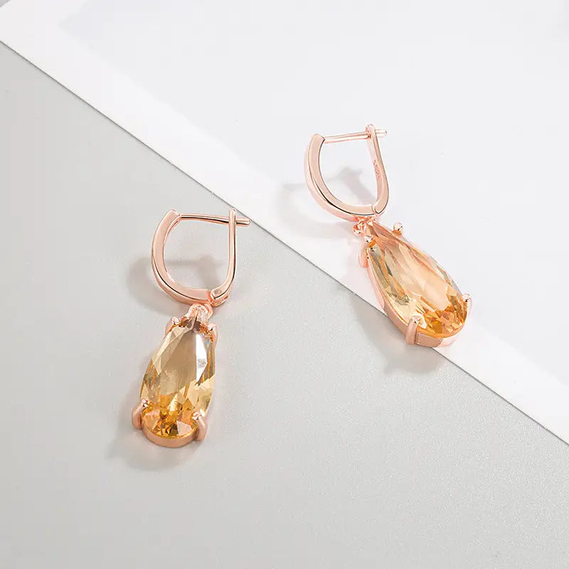 Pendientes de gota en oro champán - image 2