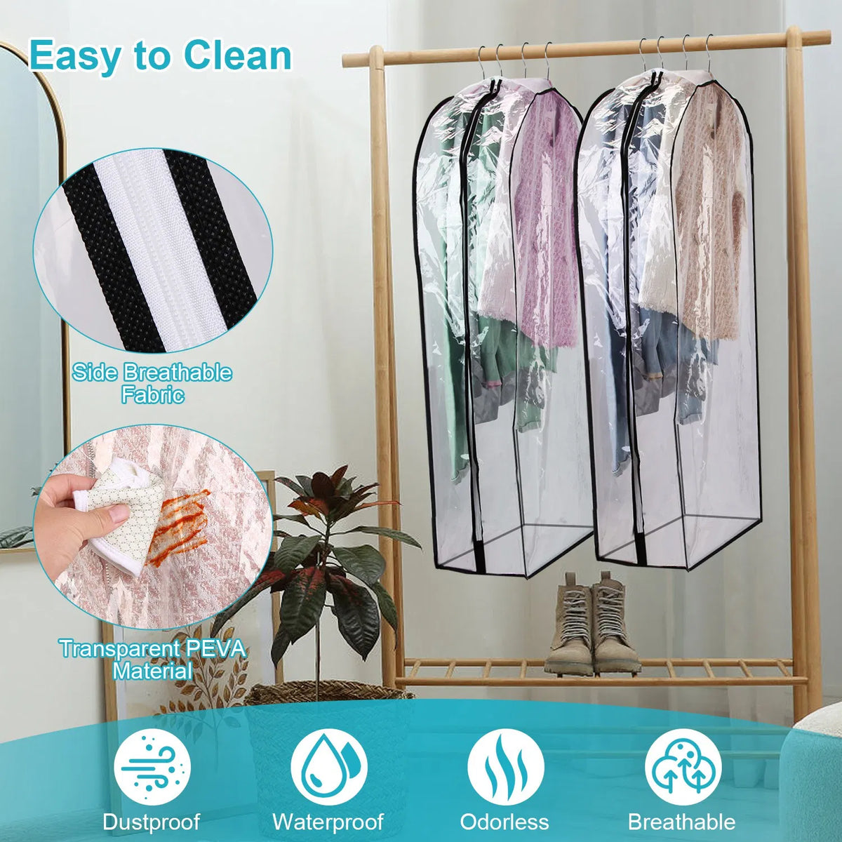 Paquete de 5 fundas transparentes para colgar ropa - image 2
