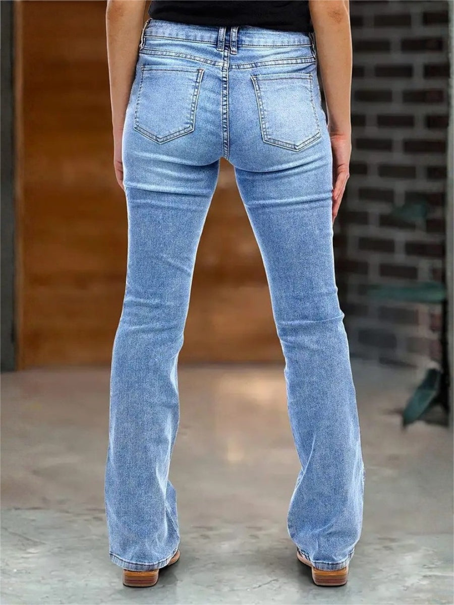 Women's High Waist Light Blue Bootcut Jeans - image 3