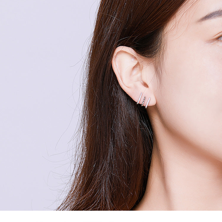 Aretes trepadores de plata de tres capas - image 3